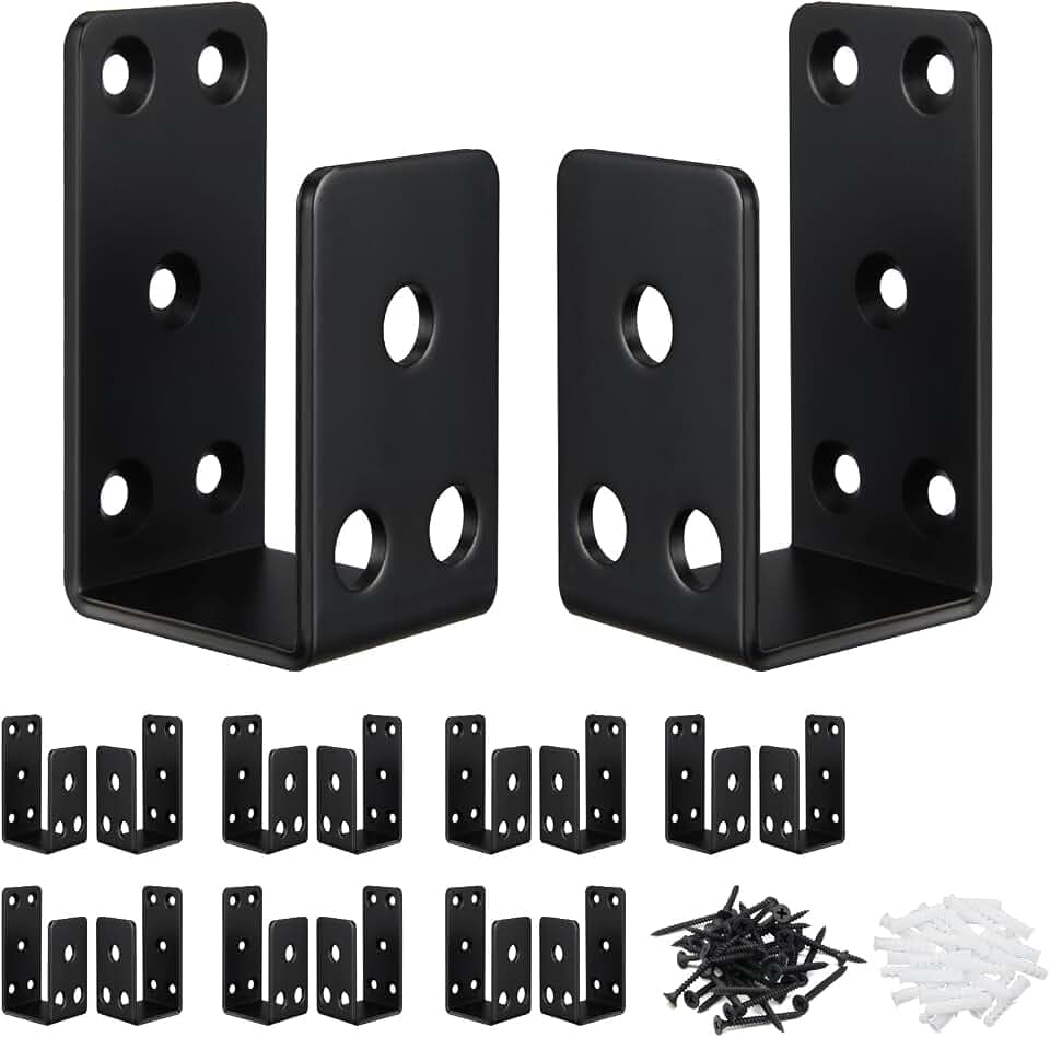 16Pack Black Heavy Duty Door Security Bar Mount Brackets for 2x4 Lumber