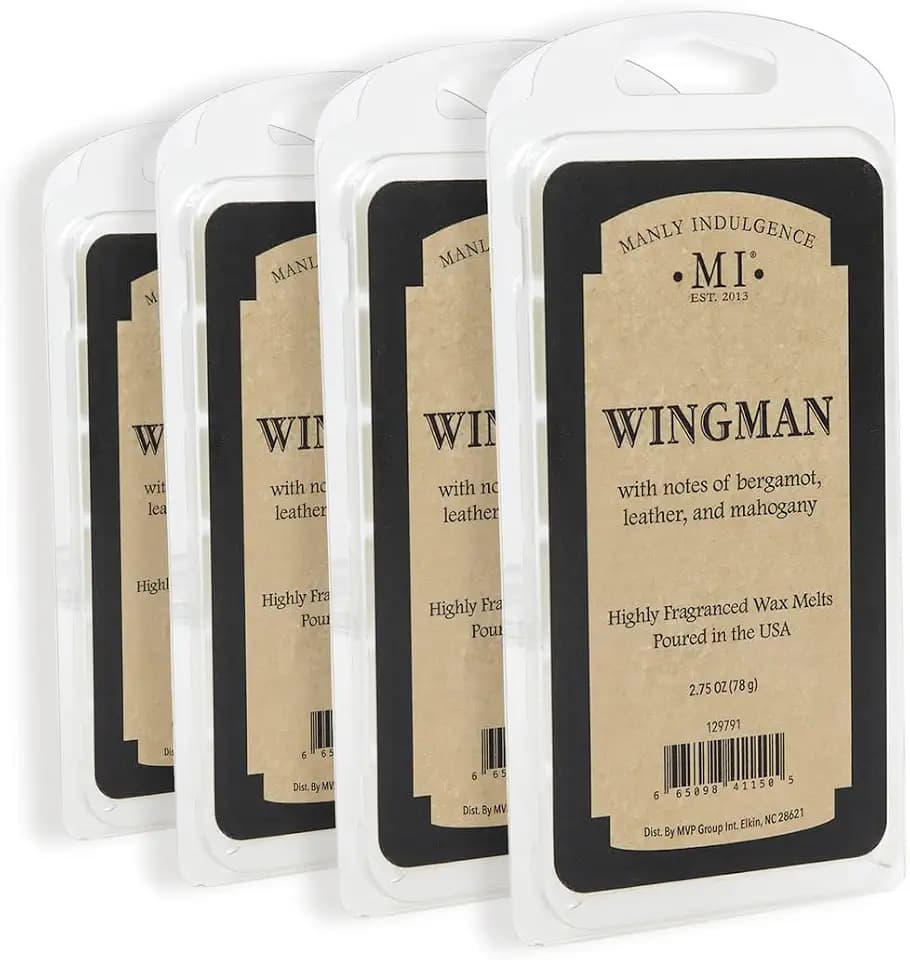 Manly Indulgence Wingman Scented Wax Melts, Wax Melt Warmer Cubes, Long Lasting Scented Wax Warmer Cubes, 4 Pack, 6 Cubes Each - Made in The USA