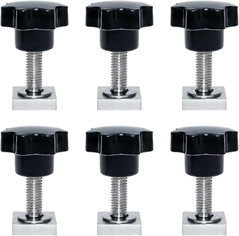 T-nut Adapter Nutensteine Nutsteine Set Dachträger Dachbox mit Muttern und Unterlegscheiben für Relingträger, Dachfahrradträger (M8 T-nut + Sterngriffmutter)