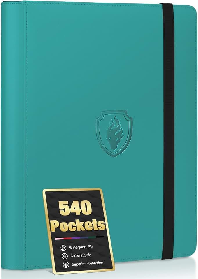 Premium 9 Pocket Card Binder for 540 Cards, Fabmaker PU Trading Card Binder