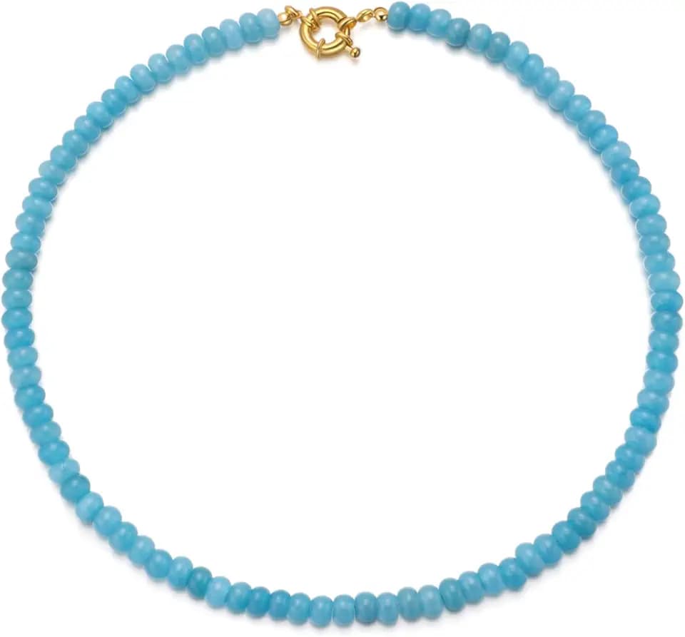 Beaded Gemstone Necklace for Women Summer Beach Handmade Jewelry