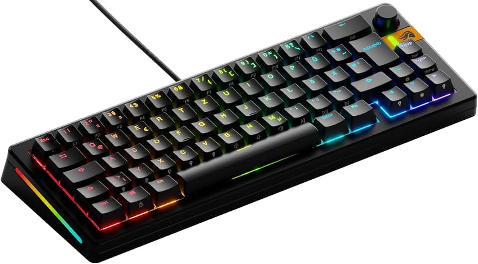 GLORIOUS Gaming GMMK 3 HE med dynamiska avtryckare, Hall Effect, 8K uppdateringsfrekvens, MX- Och magnetbrytare, 65% kompakt, modulärt packningssystem, doubleshot PBT-tangenter, Tysk QWERTZ - Svart