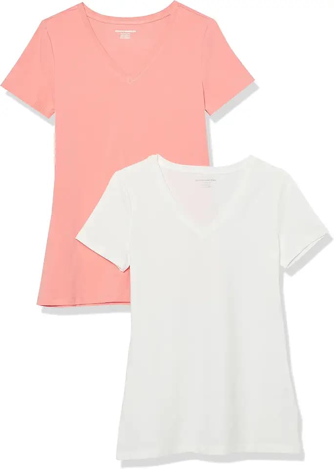 Amazon Essentials Women's Regular-Fit Short-Sleeve V-Neck T-Shirt