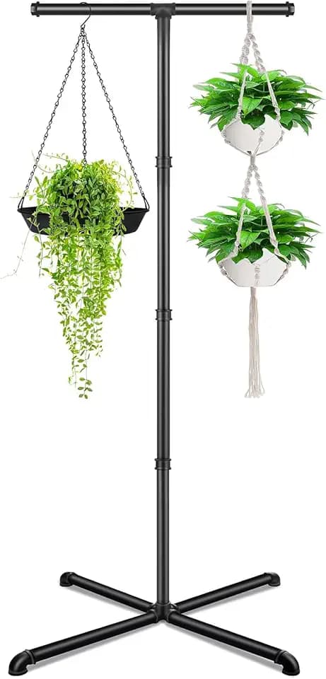 Plant Hanger Indoor, 59" Tall Hanging Plant Stand Heavy Duty Metal Indoor Plant Hanger Stand Hanging Plant Holder with 8 Hooks Hanging Planters for Indoor Plants Bedroom Living Room Balcony