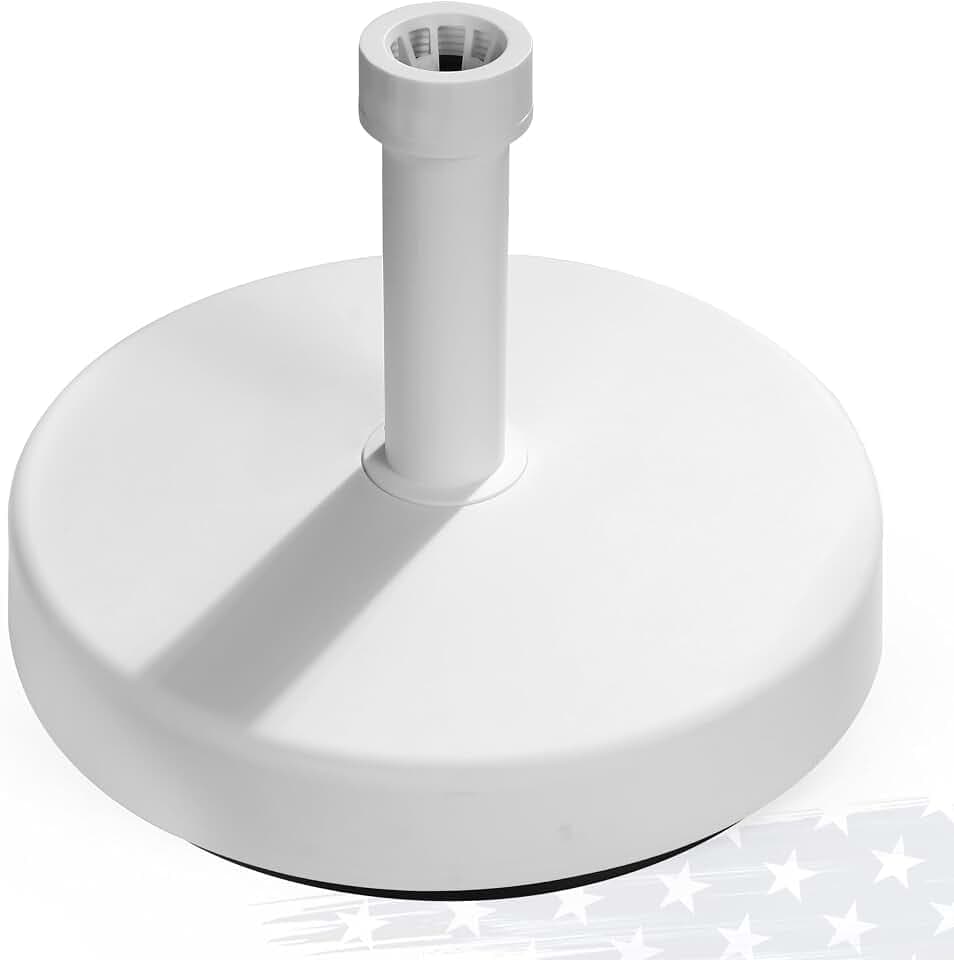 FRUITEAM 49lb Fillable Heavy Duty Fillable Round Umbrella Base White
