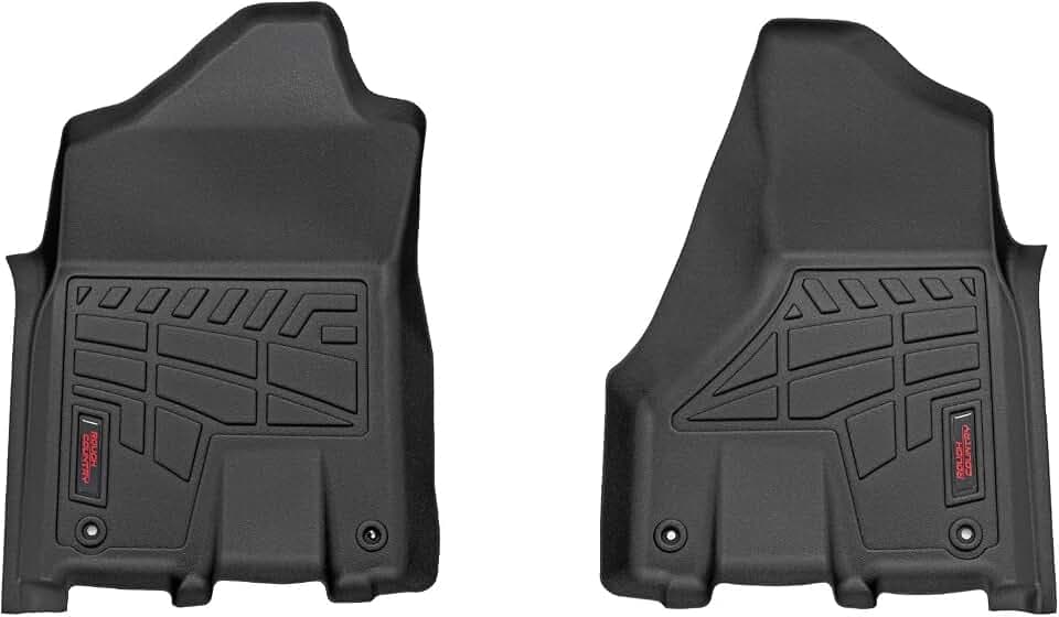 Rough Country Sure-Fit All Weather Front Floor Mats for Ram 2500/3500 (2019-2024) with Bucket Seats - Waterproof, Non-Slip Flexible Floor Mat, First Row Mats