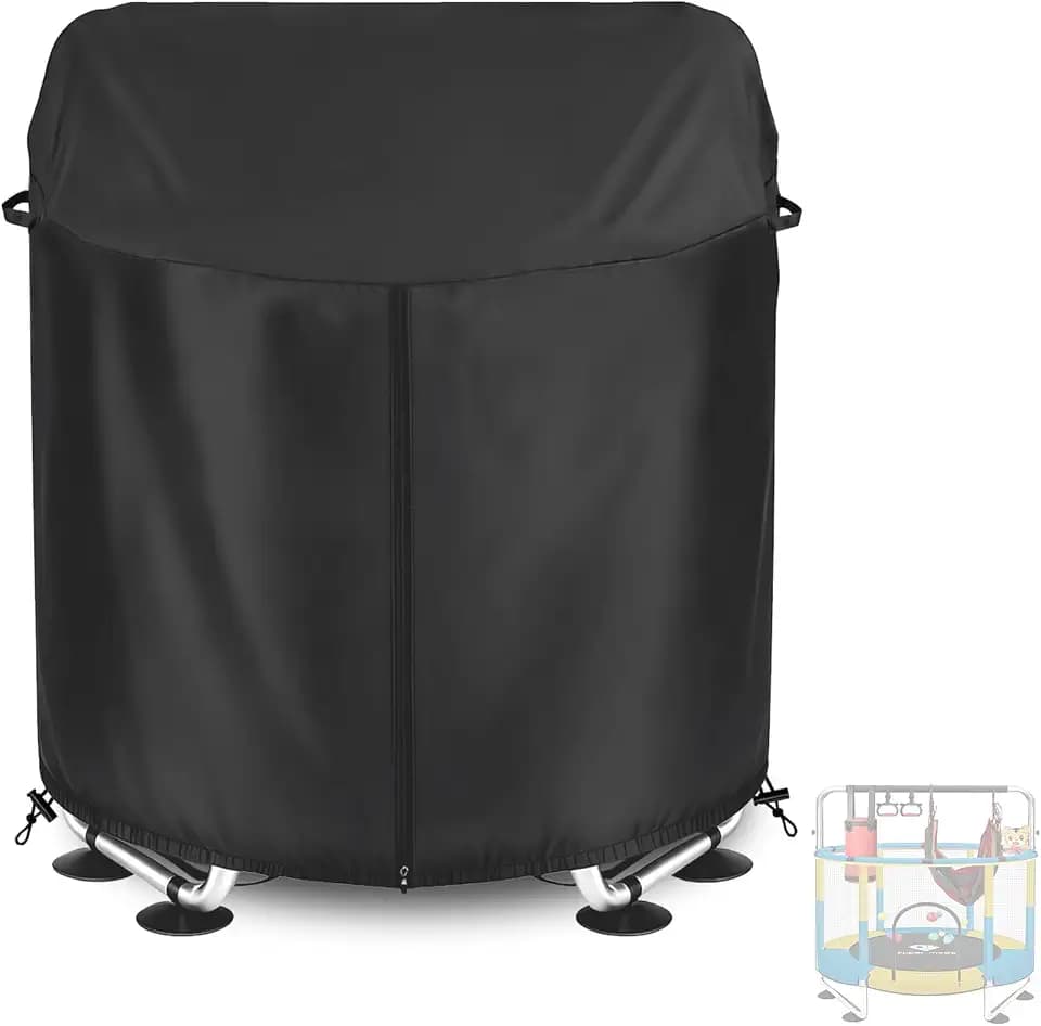 55" Kids Trampoline Cover Waterproof,600D Thick Fabric,Black