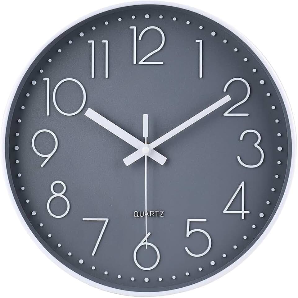 jomparis 13 1/2 Inches Gray Wall Clock Silent Battery Operated Wall Clock Modern Simple Style Decor Clock