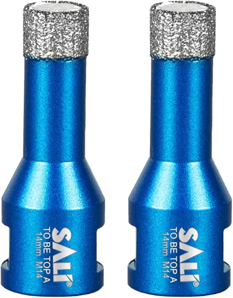 Diamant Trockenbohrer Fliesenbohrer 14mm 2 Stücke M14 Gewinde Diamantbohrer Glasbohrer Set Lochsäge für Keramik, Granit, Porzellan, Fliesen, Feinsteinzeug, Mauerwerk, Marmor, für Winkelschleifer