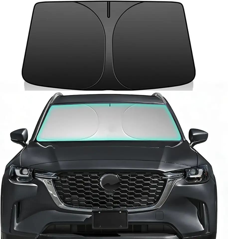 Windshield Sun Shade for Mazda CX-90 CX90 2024-2026, 4-Layer 240T Foldable UV Block Car Accessory to Cool Interior