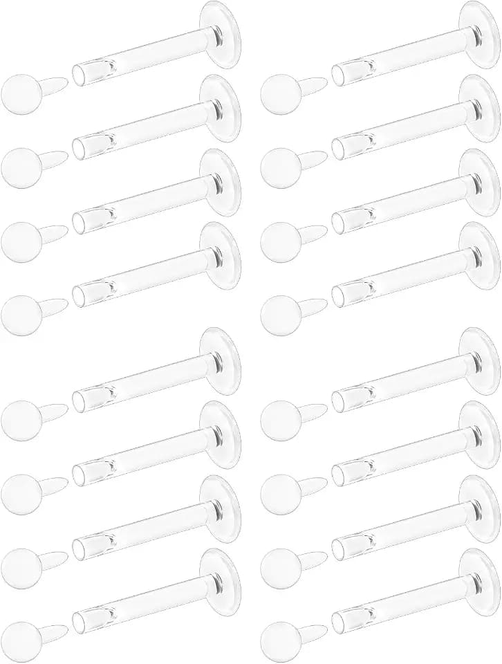 18G 16G Flat Back Clear Earrings for Sports Nose Studs Silicone Plastic Tragus Conch Cartilage Retainers Monroe Medusa Lip Ring Stud Labret Piercing for Work Surgery 6mm 7mm 8mm 9mm 10mm 12mm