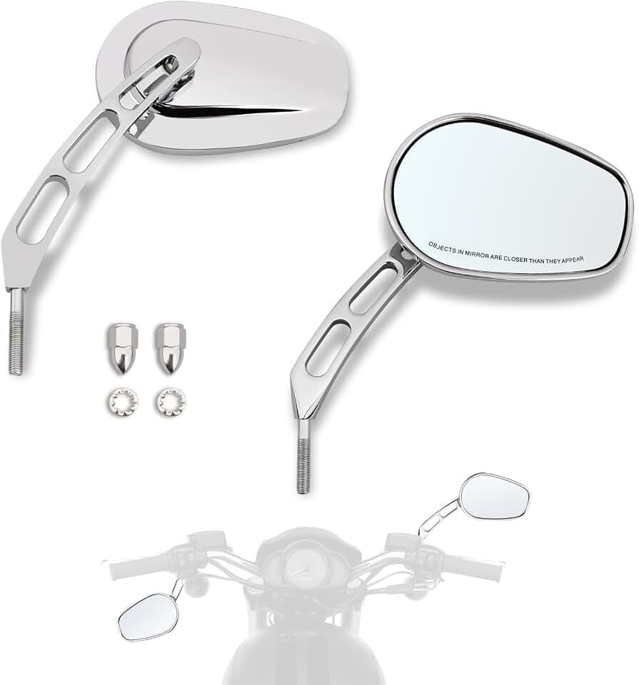 Motorrad-Rückspiegel, linker und rechter Lenkermontagespiegel, für Harley CVO Dyna Electra Glide Road Glide Road King Softail Street Glide Sportster 1200 883, Chrom