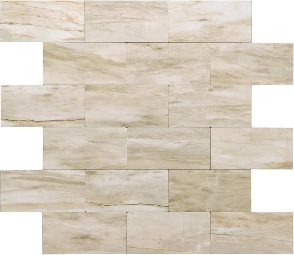 2026 New Upgrade Peel and Stick Backsplash Tile, Peel and Stick 11.34" X 11.57" Wall Tile for Kitchen, Bathroom, Fireplace, Laundry (Light Beige Stone, 10 Packs)