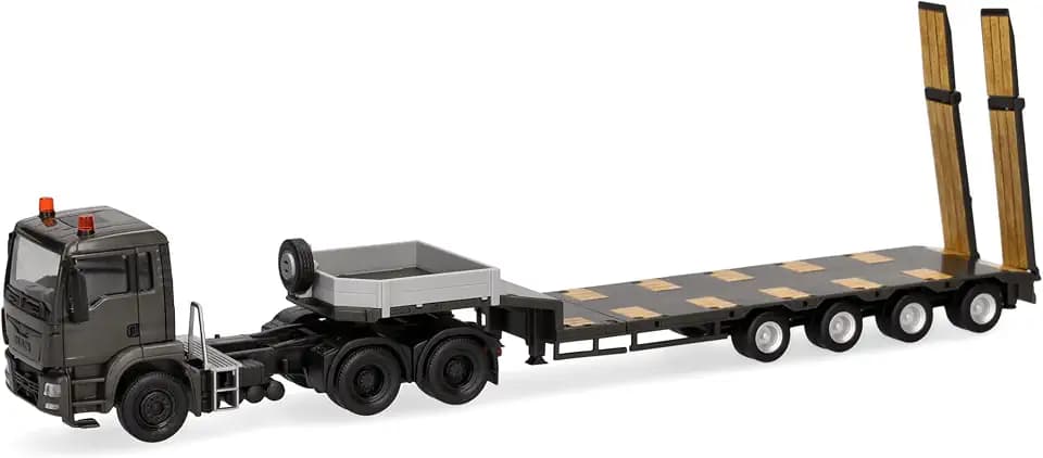 Herpa LKW Modell MAN TGS M Semitieflade-Sattelzug Serbische Streitkräfte (Serbien), Miniatur im Maßstab 1:87, Sammlerstück, Made in Germany, Kunststoff