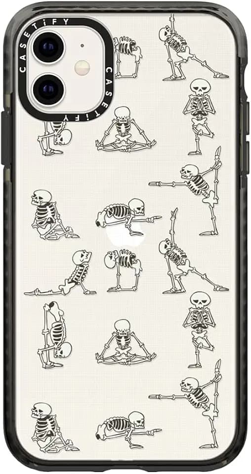 CASETiFY Impact Case for iPhone 11 - Skeleton Yoga - Clear Black