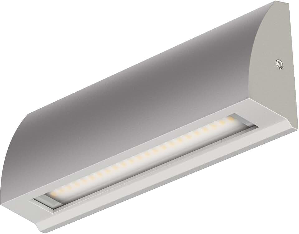 ledscom.de LED Wandleuchte/Treppenlicht SEGIN für außen, IP54, flach, Downlight, grau matt, eckig, 6,2 W, 566lm, warmweiß