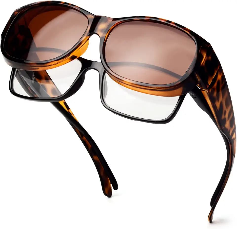 Face Shadow Polarisiert Überzieh Sonnenbrille Damen über Normale Brille UV400 Schutz, Übergroß Überbrille für Brillenträger, Ultra Leicht Fahren Angeln