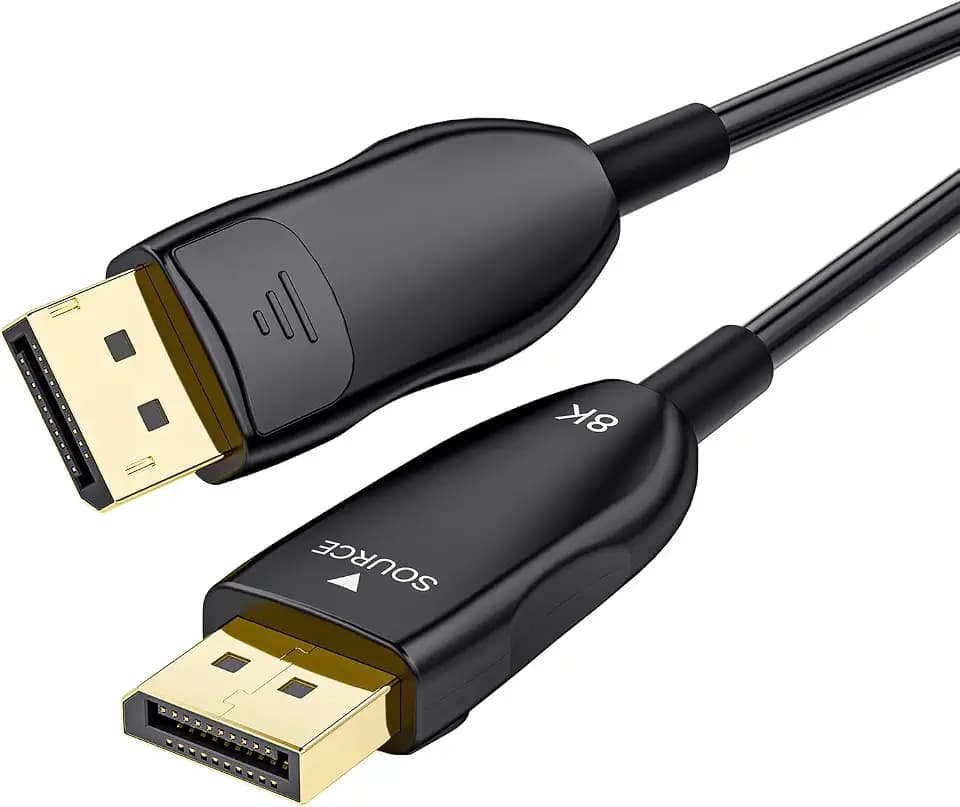 8K Fiber Optic DisplayPort Cable 2.1, 10ft Active DP Cable 54Gbps, 8K@60Hz, 4K@240Hz, 2K@360Hz, HDR, HDCP, DSC 1.2a, High Speed Optical Display Port Cord for Gaming/Monitor/FreeSync/G-Sync/TV/PC