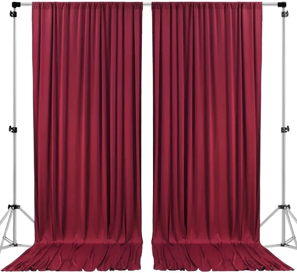 AK TRADING CO. 10 feet x 8 feet IFR Polyester Backdrop Drapes Curtains Panels with Rod Pockets - Wedding Ceremony Party Home Window Decorations - Burgundy