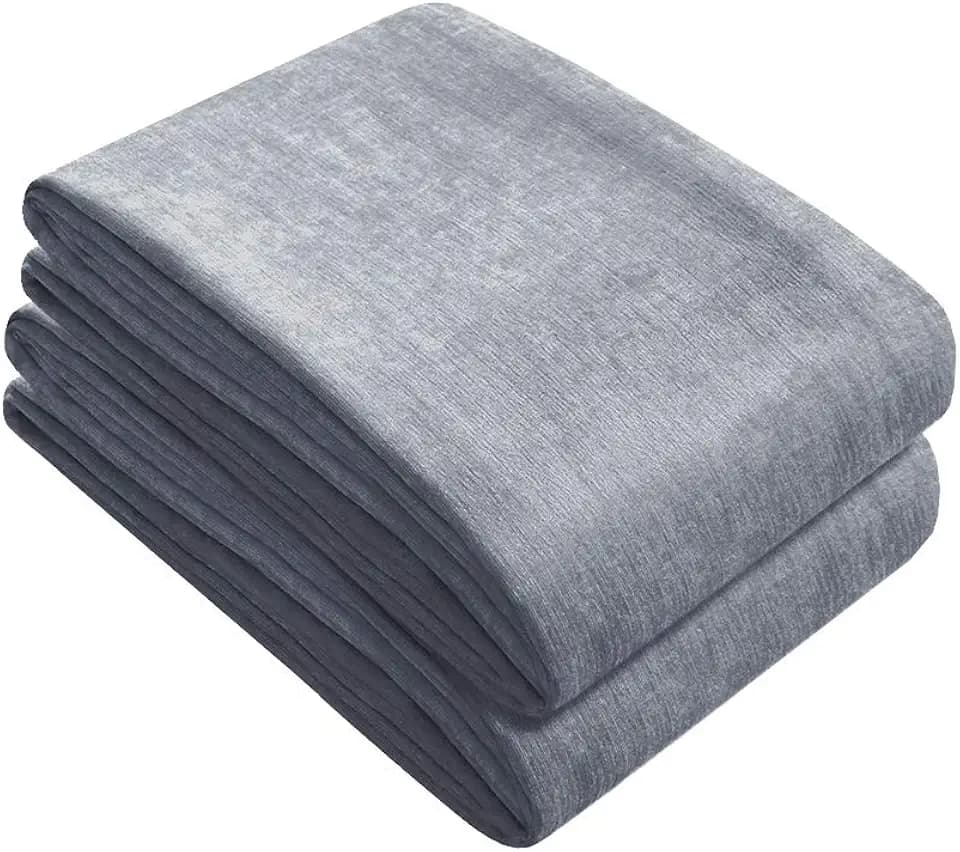 ELKCA Double-Sided Chenille Window Curtains for Living Room,Silver Grey Curtains for Bedroom, Grommet Top,Pack of 2(Silver Grey, 52" W x 63" L)