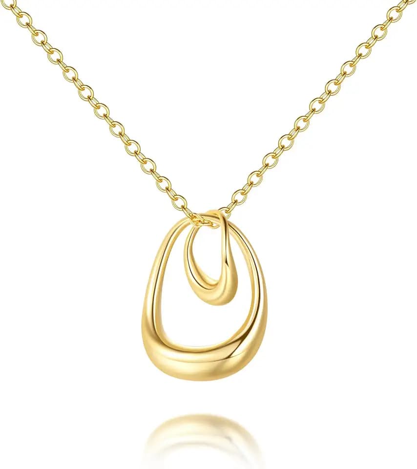 Gold Necklace For Women 14K Gold Necklaces for Women Pendant Necklaces for Womens Trendy Combine Simplicity with a Touch of Playfulness Unique Interlocking Necklace for Womens