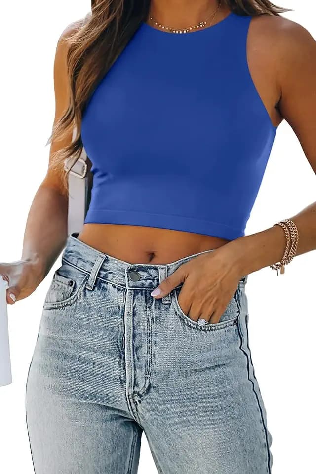 EFAN Women's Double Lined Racerback Crop Tank Top