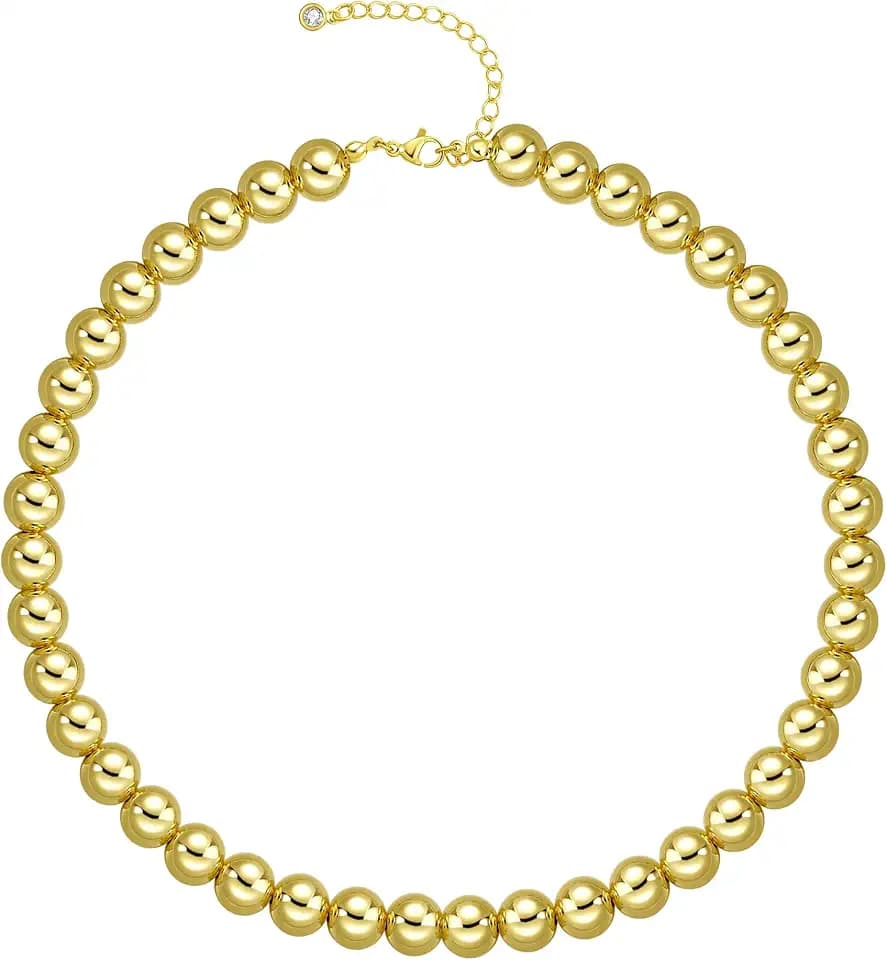 the City Beaded Necklaces for Women, Dainty Choker Necklace, Lightweight Hollow Ball Bead Chain Necklace Adjustable length Chunky Necklaces for Women Trendy Stuff, Christmas Birthday Gifts for Her
