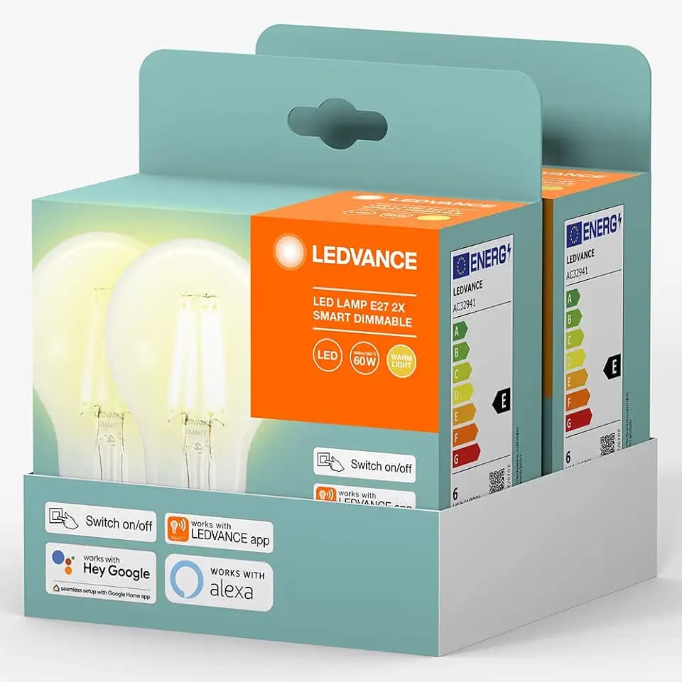 LEDVANCE E27 Smarte LED Lampe | Bluetooth | warmweiss | dimmbare Glühbirne | kompatibel mit Amazon Alexa und Google Assistant | steuerbar mit der LEDVANCE App | 4er-Pack
