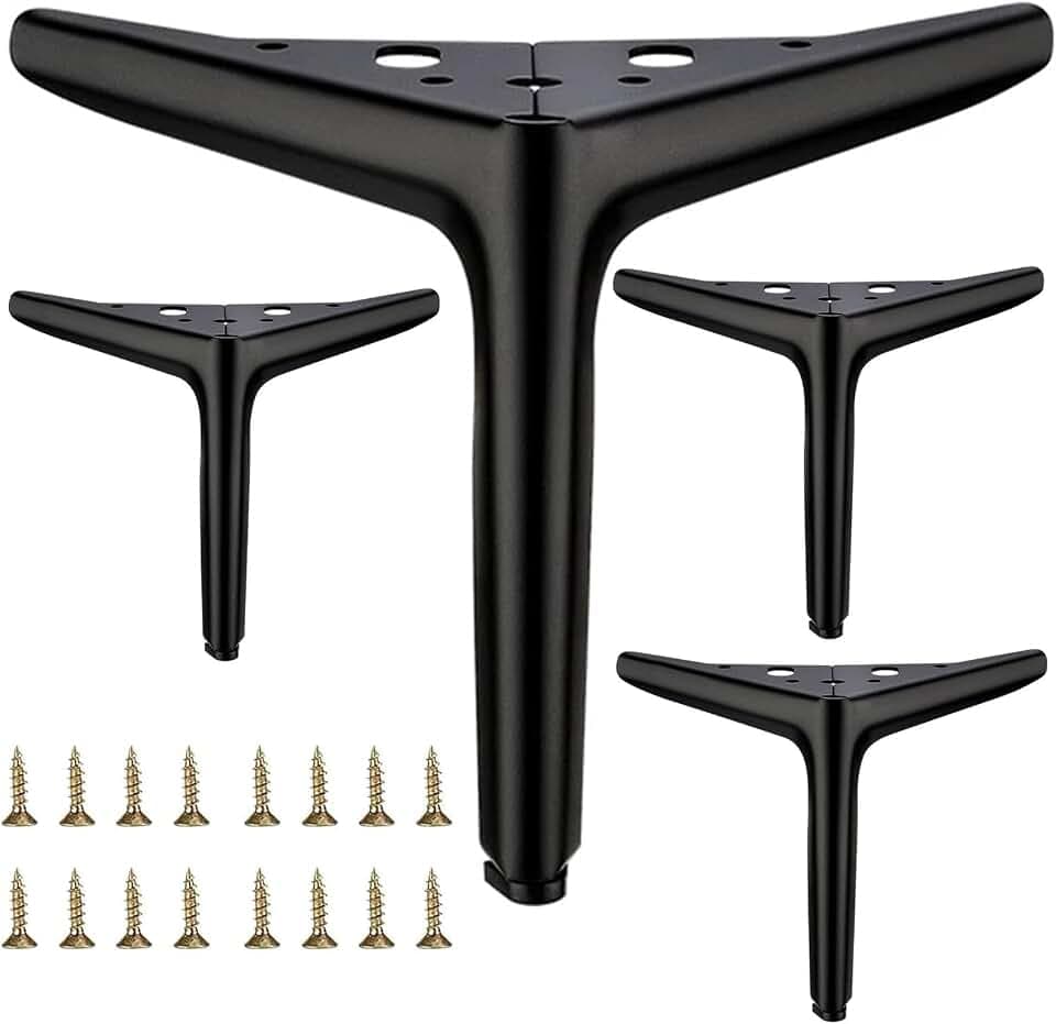 6 inch/15cm Matte Black Metal Furniture Legs Set of 4