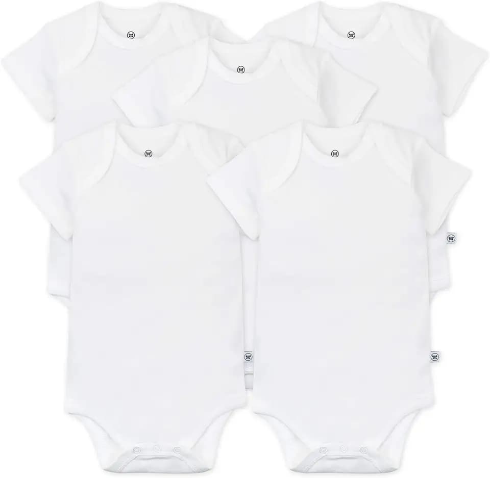 HonestBaby 5-pack Short Sleeve Bodysuits One-piece 100% Organic Cotton for Infant Baby Boys