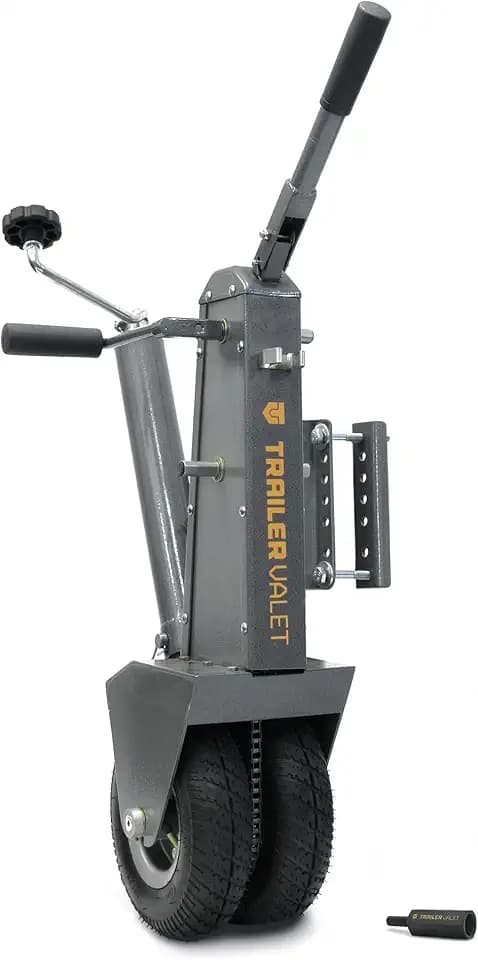 Trailer Valet TV5X Drill Powered Dolly Mover with Jack – 5,000 LB Towing Capacity, 500 LB Tongue Weight – Built-in Jack, Brake System, TVDA Drill Adapter, 8 Inch Bracket – Boat and RV Compatible