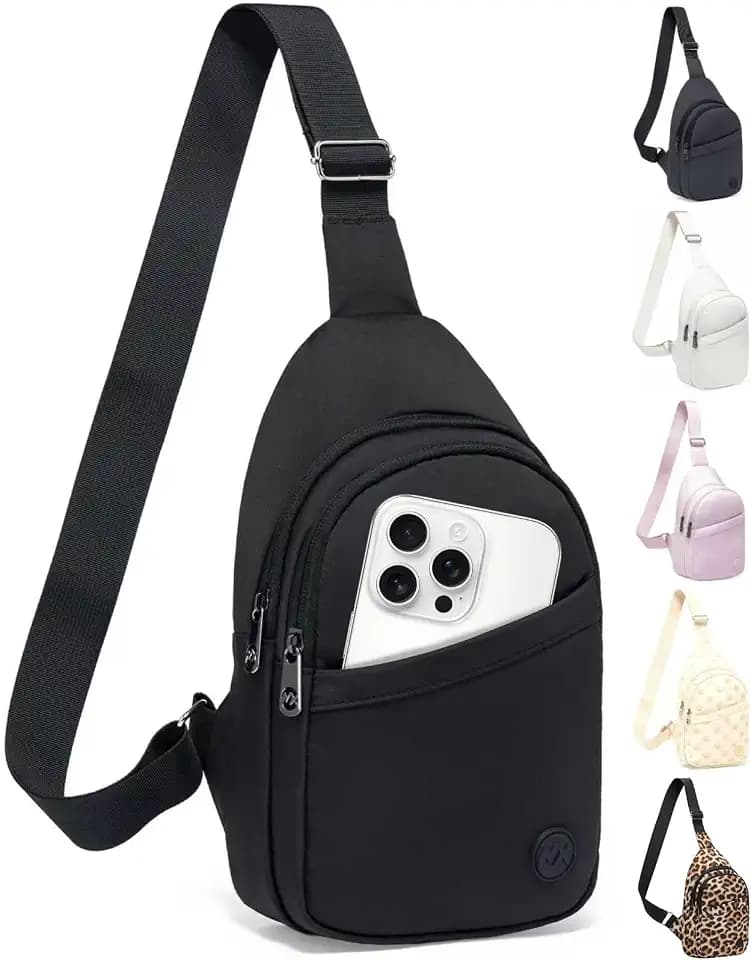 MAXTOP Crossbody Bags for Women Men Lightweight Sling Bag Fanny Packs for Travel Casual Outdoors Gifts for Family Black