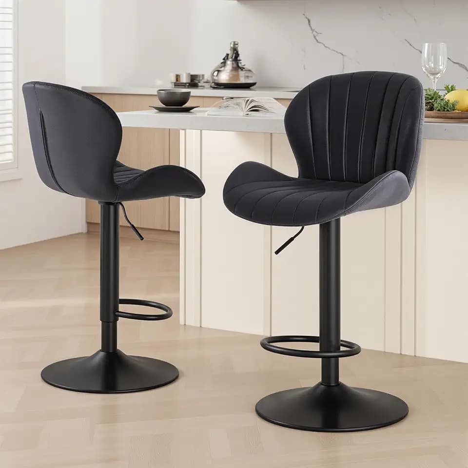 Sweetcrispy Bar Stools Set of 2, Swivel Adjustable Height Fabric Bar Chair