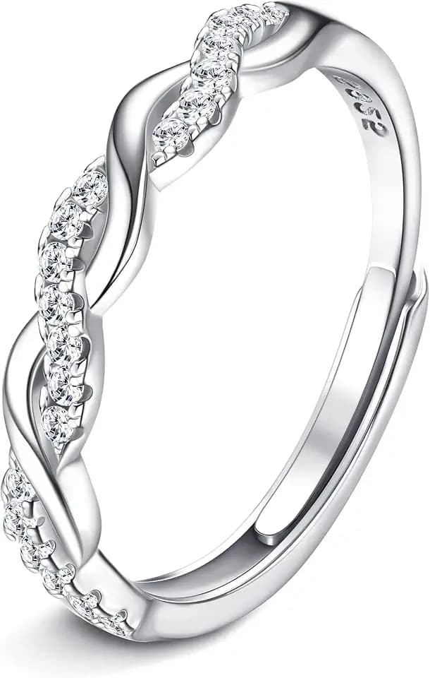 JeweBella Ring Silber 925 Damen Verlobungsring Verstellbare Ringe Frauen