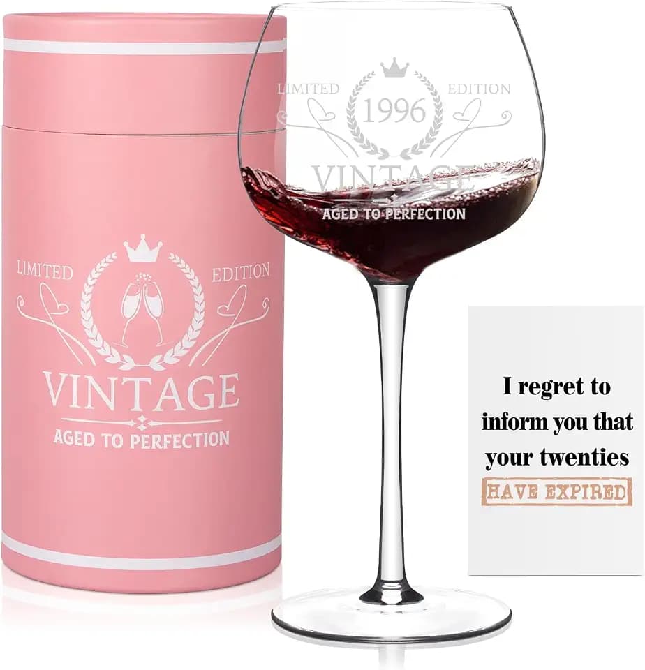 30TH Birthday Gifts for Women Her, Vintage 1996 Engraved 30th Wine Glass