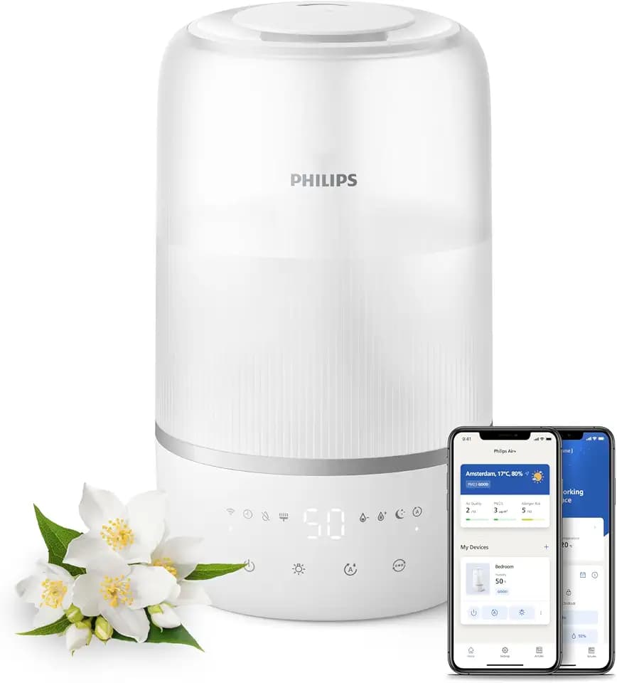 Philips Smart Luftbefeuchter, Weiß, für Räume bis 38 m2