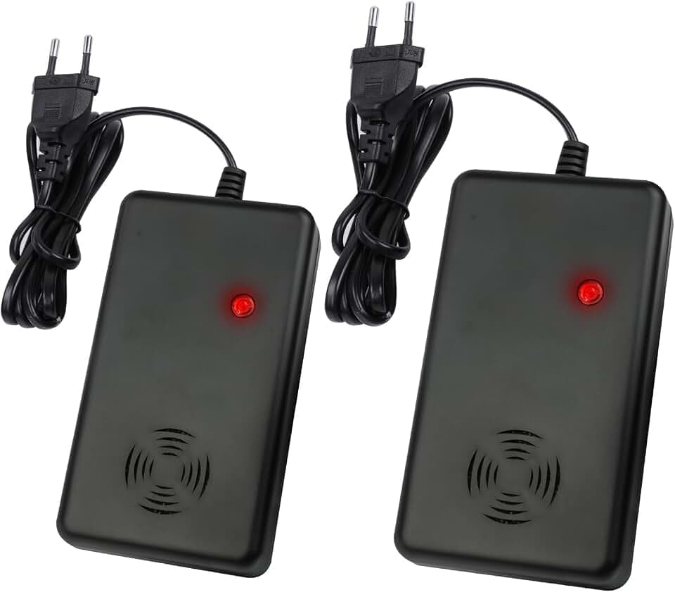 Marderschreck mit Stecker, 2 Stück Marderabwehr Haus 230 V Ultraschall und Anti Gewöhnungseffekt für ca. 50m² Marderfalle Marder Ultraschall Marderschutz für Haus Dachboden Keller und Garten