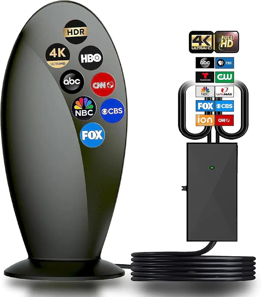 [2024 Release] Antier Amplified Indoor Outdoor Digital Tv Antenna – Best Powerful Amplifier, Signal Booster & up to 850+ Miles Range, Support 8K 4K Full HD Smart and Older Tvs with 10ft Coaxial Cable