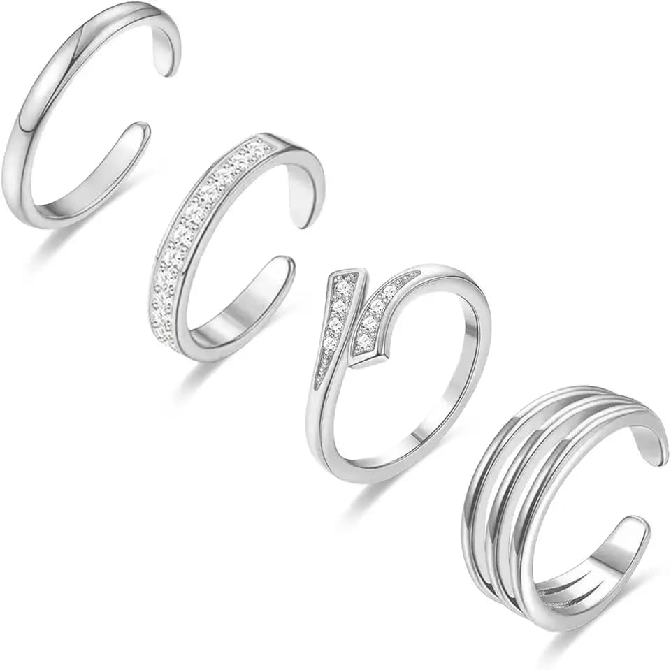 LOFITOR 4PCS Gold Toe Rings for Women Non Tarnish Waterproof Toe Ring Set