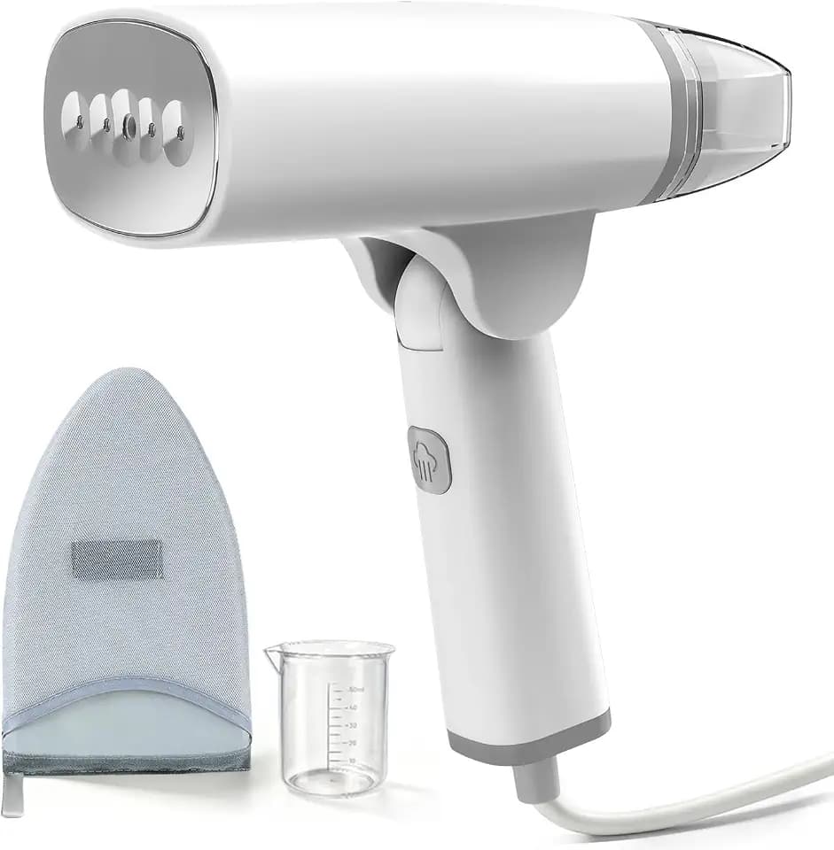 MRUN BONE Steamer Dampfglätter, 1300W Dampfbügeleisen Reisebügeleisen Steam iron, 5s Blitzschnelles Aufheizen, Mit Hand-Bügelbrett, Faltbarer Reise Steamer,Weiß