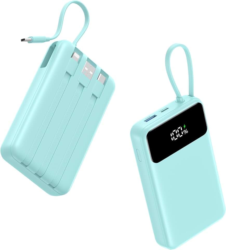 A ADDTOP 20000mAh Ultra Klein Power Bank mit 4 Kabel, 22,5W Schnellladen
