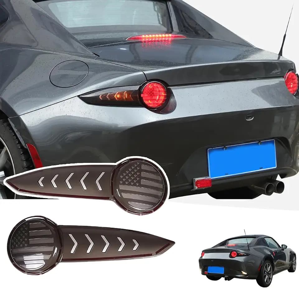 ABS Rear Tail Light Lens Taillight Kit Compatible with Mazda MX-5 ND 2016-2024 Smoked Blackout Light Lens Kit,Car Exterior Taillight Protection Cover Accessories
