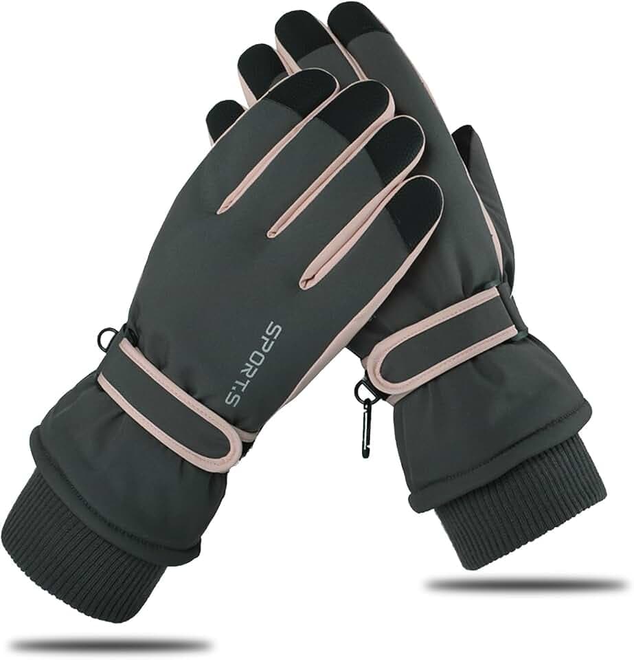 Andiker Winter Damen Skihandschuhe, Winterhandschuhe Warm, wasserdichte Touchscreen Anti Rutsch Snowboardhandschuhe für Skifahren, Laufen und Radfahren
