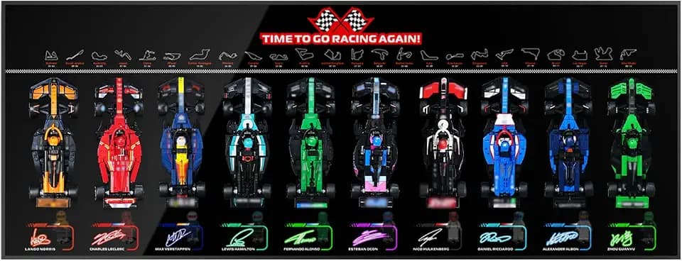 Wall Display Board for 10 Racing Car Models | Compatible with Lego F1 Speed Champions Set 66802 | Showcase 77242–77251 Cars as Wall Art | Premium Black Mount for Collectors (Board Only)