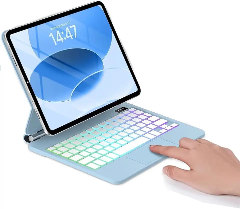 Magic Keyboard Folio for iPad A16 11th / 10th Generation Case with Keyboard, Rainbow Backlit, Multi-Touch Trackpad, Floating Cantilever Stand, Magnetic Case for iPad A16 11 inch / 10th Gen 10.9 inch