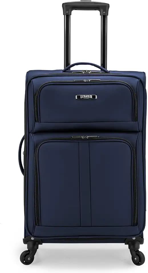 U.S. Traveler Anzio Softside Expandable Luggage with Spinner Wheels, Navy, 26-Inch Medium