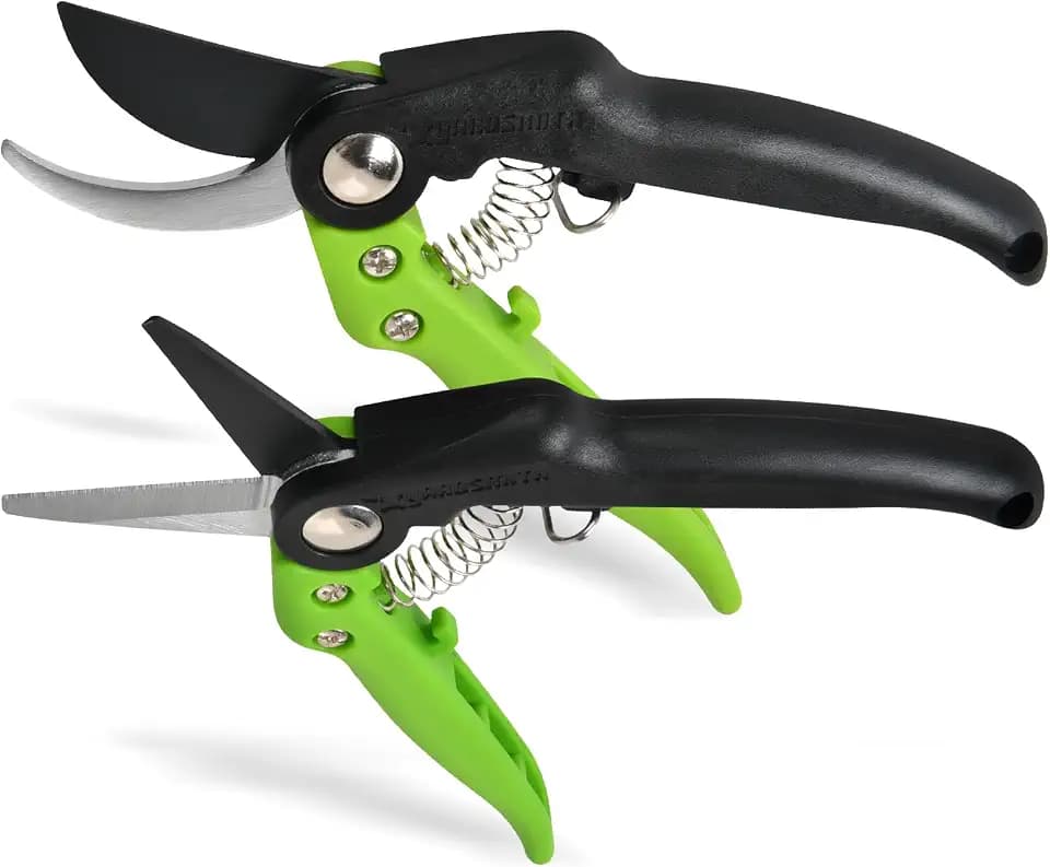 YARDSMITH Garden Pruning Shears 2 Pack, 7.68" Bypass Pruning and Straight, Premium Plant Shears, Garden Clippers Hand Tools for Cutting Flowers, Trimming Plants, Picking Fruits