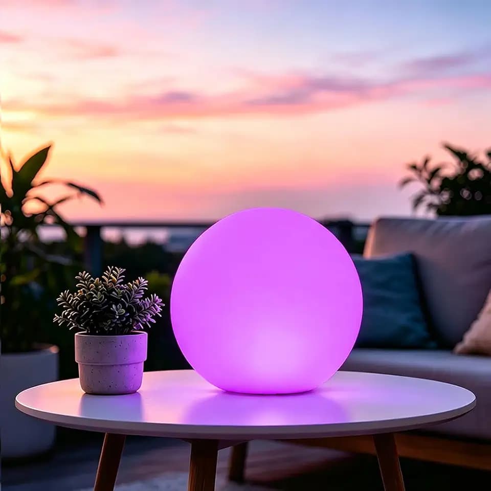 10-in LED Ball Light, Dimmable RGB Color Changing LED Globe Orb Mood Light