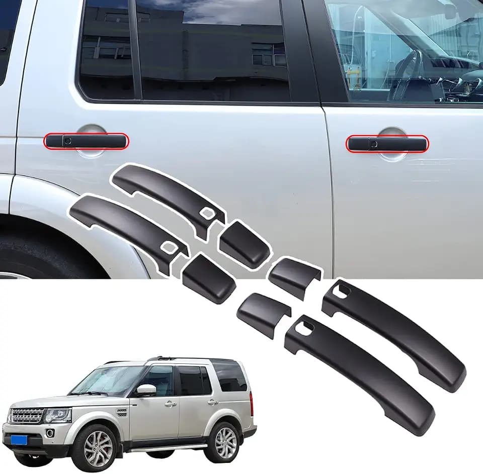 HAPPYHORSE Fit for Land Rover LR4 Discovery 4 2009-2016 / Range Rover Sport 2010-2013 Black Door Handle Protective Cover Trim ABS car Accessories (Matte Black with keyless Entry)