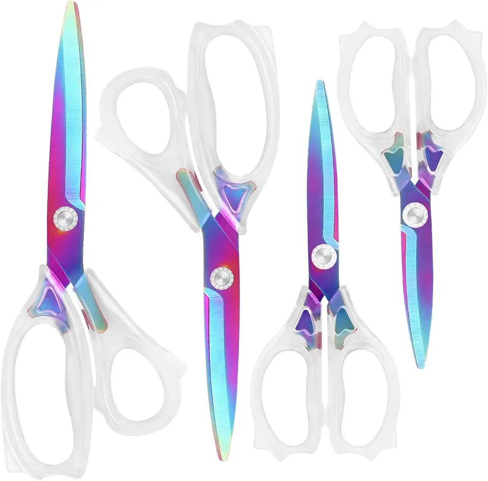 Acrylschere, scharfe, bunte Titan-Klingen mit ergonomischem ABS-Griff, Mehrzweck-Scheren, 4er-Set, geeignet für Nähen und Haushalt